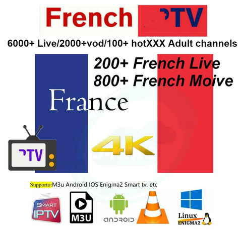 Abonnement IPTV Support Android m3u enigma2 mag250